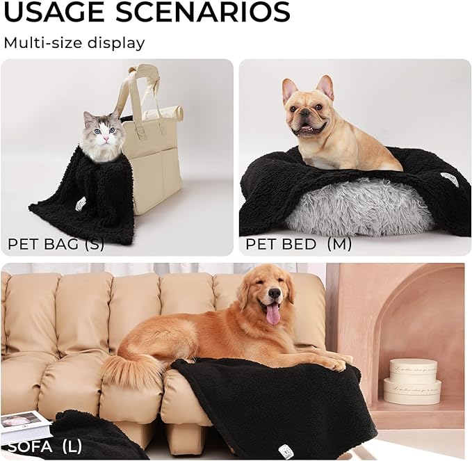 1 Pack 3 Calming Blankets Fluffy Premium Fleece Pet Blanket Soft Sherpa Throw for Dog Puppy Cat Black Large (41"x31")