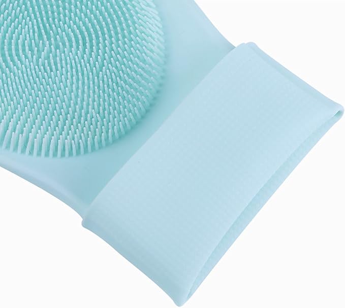 Pet Grooming Gloves,Heat-Resistant Silicone Gloves with High-Density Teeth for Enhanced Massaging and Bathing of Dogs and Cats (Green, 1 Pair)