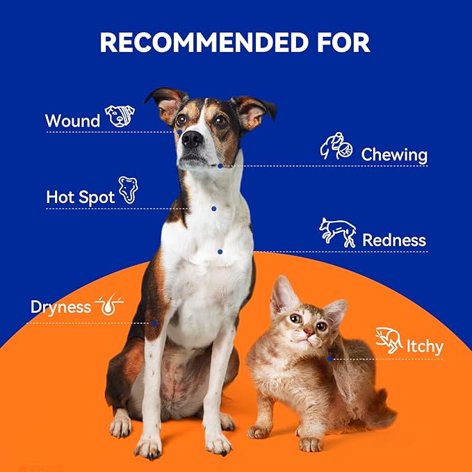 Hot Spot Treatment for Dogs and Cats, Pet Skin Treatment Spray, Dog Licking Paws Treatment, Anti Itch Relief, Allergies, Infections, No Chew Spray for Dogs Treatment Wound Spray for All Animals, 8oz