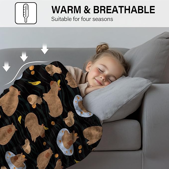 Capybaras Blanket Gift for Girls Boys Kids, Cute Capybara Gifts for Women Men, Soft Flannel Capybaras Throw Blanket on Sofa Couch Bed, Capybaras Birthday Gifts Ideas, 40" x 50"