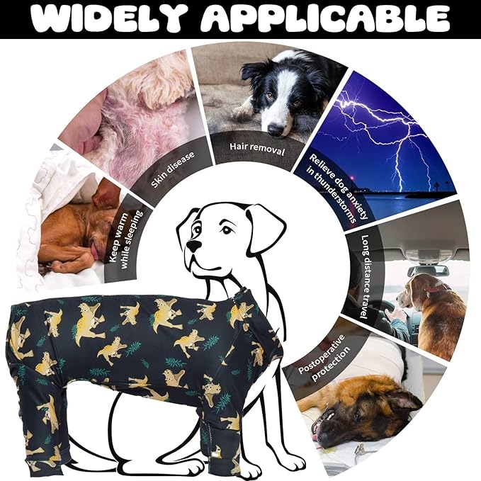 IDOMIK Dog Pajamas,Soft Dog Pjs Clothes with Zipper,Breathble Dog Shirts for Boys Girls,Dog Apparel Shirt Onesie,Dog Recovery Suit for Small Medium Large Dogs,Dog Anxiety Relief Onesies Darkgray,M