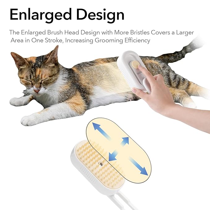Soft 3-in-1 Silisone Spray Brush, Upgraded for Shedding, Cleaning and Spa Massage, Hair Removal, Best Water Steam Brush for indoor Long or Short Haired Cat and Dog (Purple, Handle)