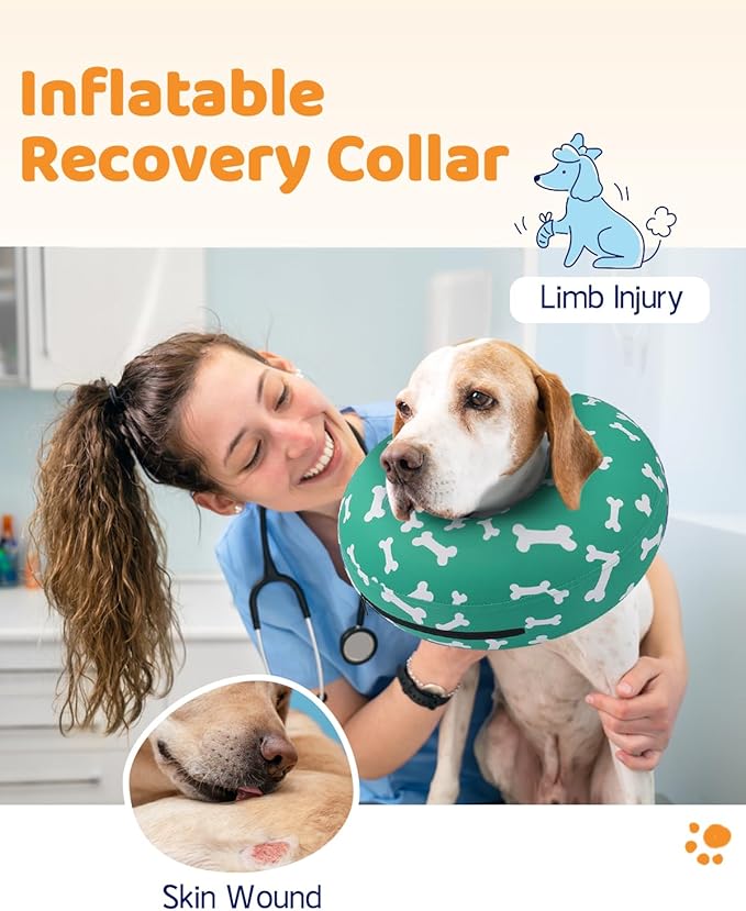 Supet Inflatable Dog Cone Alternative, Soft Dog Neck Donut Collar for Post Surgery Recovery