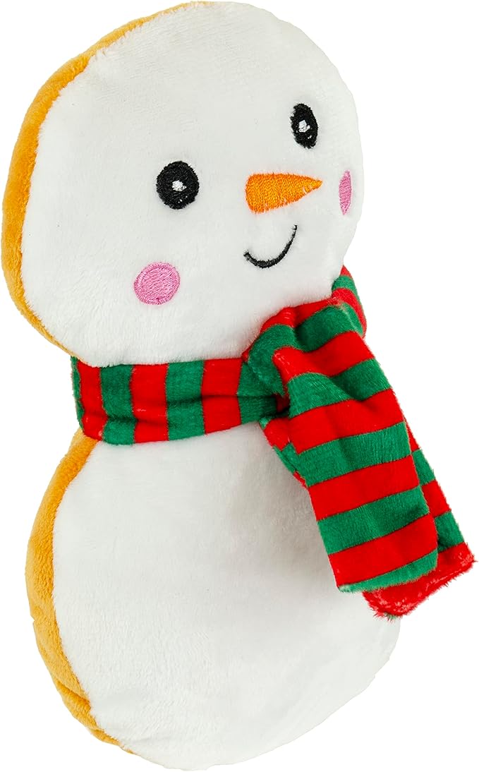 Giftable World Holiday Plush Pet Toy Fun for Christmas Designs with Squeaker Dog Chew Toy (6" Holiday Snowman Cookies 2 Pcs)