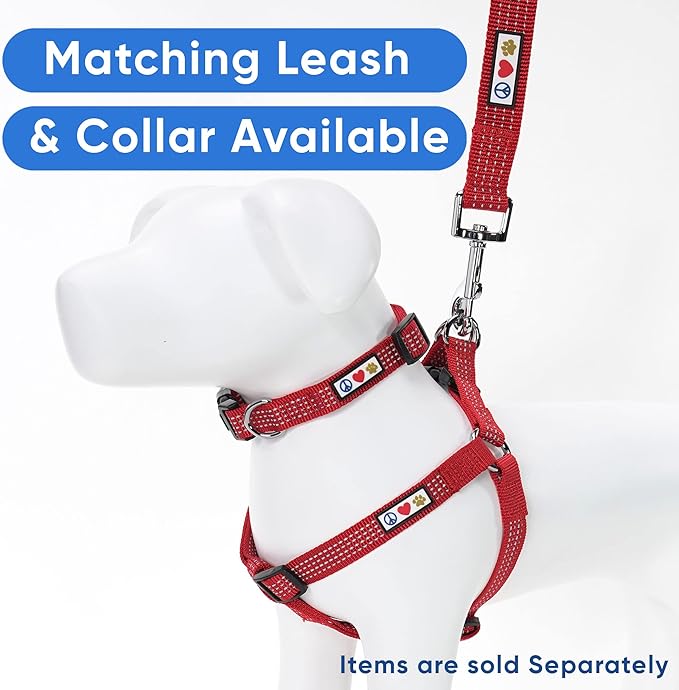 Pawtitas Medium Dog Harness - Red, Reflective, Adjustable Step-in Harness for Senior Dogs to Puppies