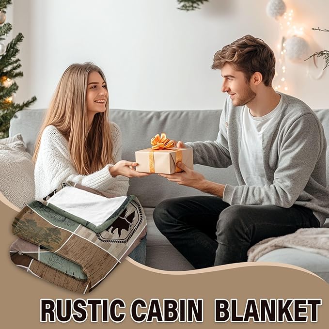 Soft Deer Blanket 50"x60", Thoughtful Fawn Print Blanket Decor for Country Theme on Sofa Counch Room, Ideal Bear Blankets Gifts for Adult Women Men