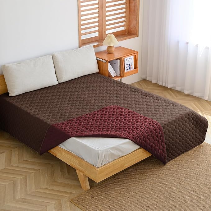 100% Double-Sided Waterproof Dog Bed Set Sofa Furniture Kid's Cat/Dog Blanket Sofa Pet Mattress, Dog Blanket for Couch Protection,Double-Sided (82"x102"(1 Per Pack), Coffee/Burgundy)