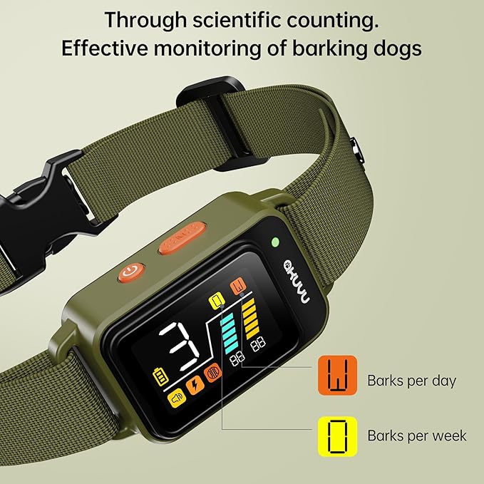 Bark Collar-Rechargeable Smart Barking Collar- Anti Bark Training Collar with Adjustable Sensitivity Beep Vibration Shock- Bark Shock Collar for Small Large Medium Dogs