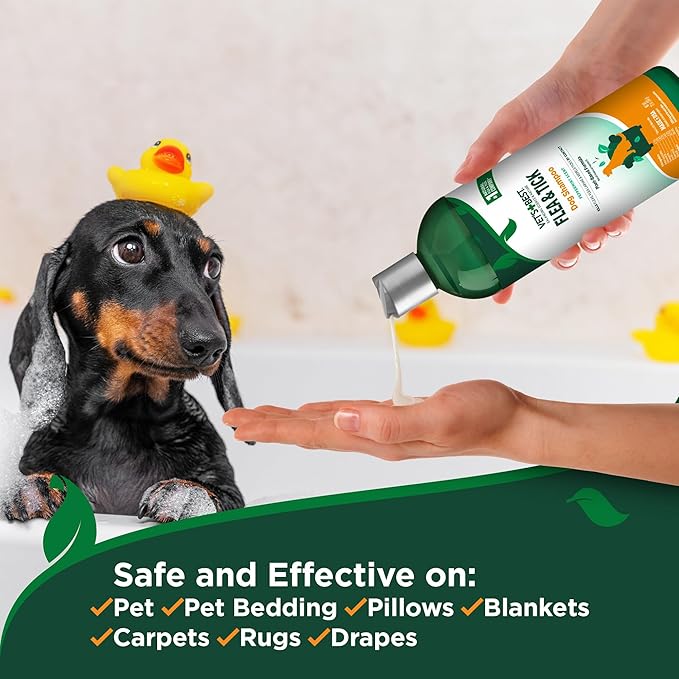 Vet’s Best Flea and Tick Shampoo for Dogs – Advanced Strength Plant-Based Formula for Flea Treatment and Prevention, Natural Flea Bath and Tick Control, Vet Recommended, Made in USA, 12 oz