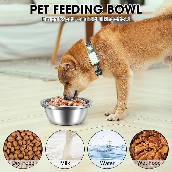 Crate Bowls for Large Dogs, ShineMe Heavy Duty Hanging Dog Bowls for Kennel Cage Crates, No Spill Stainless Steel Dog Crate Water Bowl or Large and Medium Dogs, 56oz, Set of 2