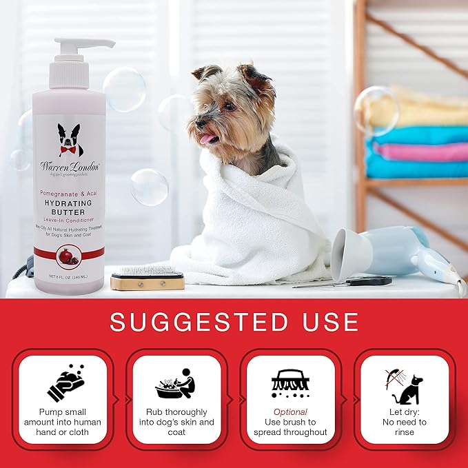 Warren London - Hydrating Butter and Leave-in Conditioner for Dogs Skin and Coat - Pomegranate & Acai - 1gal