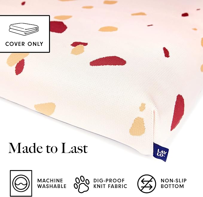 LAY LO Pets Dog Bed Cover, X-Large, Pink Terrazzo, Washable & Durable Replacement, DIY Eco-Friendly, Non-Slip Base