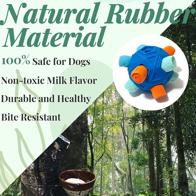 Snuffle Ball for Dog Toys Unbreakable Upgrade Ball Interactive Toy Foraging Snuffle Mat Puppy Treat Dispenser Slow Feeder Dog Puzzle Toys for Small, Medium, Large Pets (Blue Tangerine New)