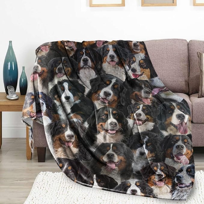 Bernese Mountain Dog Blanket,Bernese Mountain Gifts for Dog Lovers,Flannel Blanket Throws for Dog Mom Dad,Soft Blankets for Sofa Bed Home Decor,Gifts for Adult Men Women Halloween Christmas,60"x80"