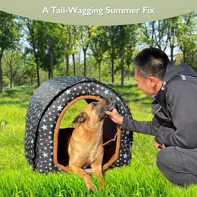 TU'ERYE Dog House Bed for Large Size Dogs with Self Cooling Pad 2XL