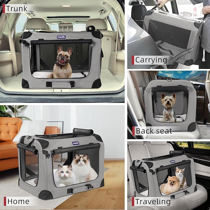 Petprsco Extra Large Cat Carrier for 2 Cats Small Medium Dogs,Soft Sided Pet Carrier 24x17x17 for Car Travel with Collapsible Litter Box, Warm Blanket, Foldable Bowl and Washable Pad