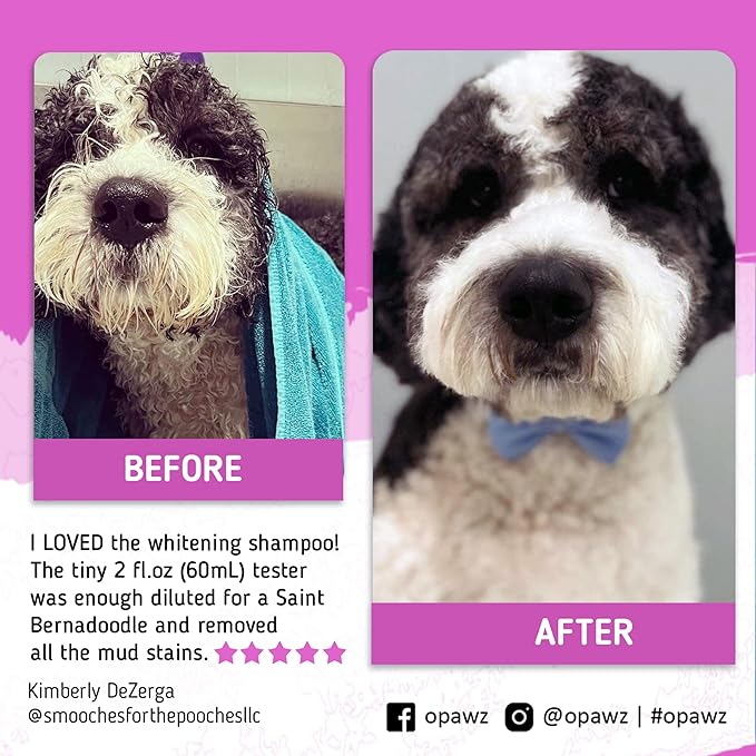 OPAWZ Whitening Purple Shampoo for Dog and Cat, Safely Remove Yellow Stains, with No Bleach, Peroxide and Sulfate, Professional Groomers Recommended Product, 16.9 oz