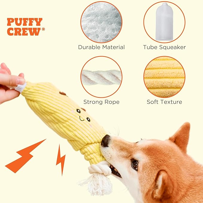 Squeaky Dog Plush Toy, Bakery Bite_Stick Collection, 12", for Various Sized Dogs (Baguette, Large)