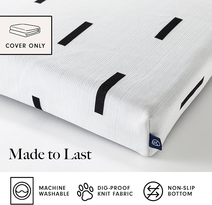 LAY LO Pets Dog Bed Cover/Washable & Durable Replacement Dog Bed Cover/DIY Eco-Friendly Dog Bed Cover/Stuffable Dog Bed Cover/Cover ONLY (Large, White Rain)