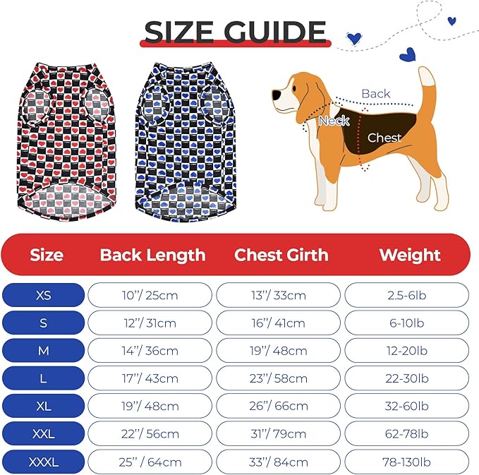 Dog Cooling Vest, Quick Dry Dog Summer Clothes Pet Vest Puppy Shirts, Sleeveless Dogs Cooling T-Shirts for Small Medium Large(Red Heart+Blue Heart, XL)