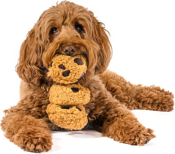 P.L.A.Y. Cute Plush Dog Toys - Coffee Shop Food Themed Durable Squeaker Chew Toy, Great for Puppies & Small, Medium, Large Dogs - Machine Washable, Recycled Materials (Pup Cup Cafe Cookies n' Treats)