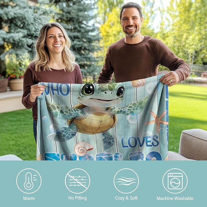 Sea Turtle Blanket 40"x50", Just A Girl Who Loves Sea Turtle Gifts for Women, Ideal Turtles Decor for Birthday Turtles Theme, Special Cute Blanket Gift
