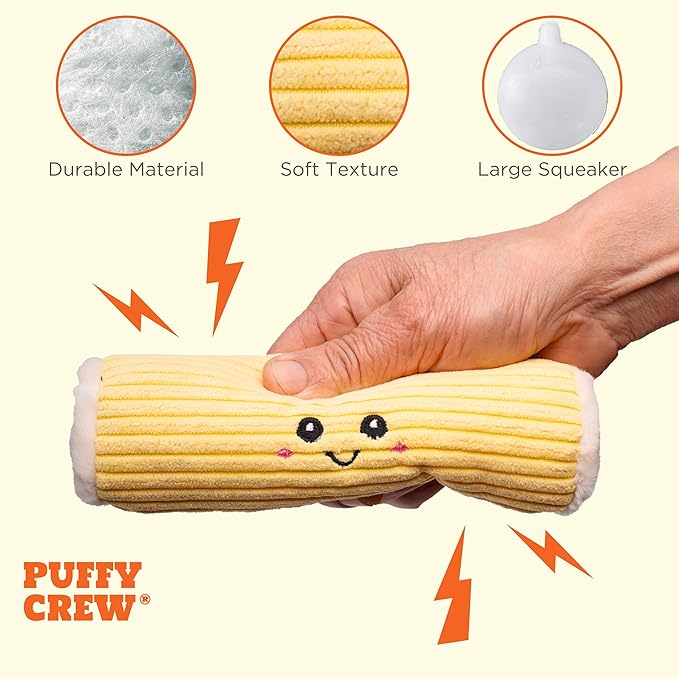 Squeaky Dog Plush Toy, Bakery Bite_Stick Collection, 8", for Small and Medium Dogs (Swiss Roll, Small)