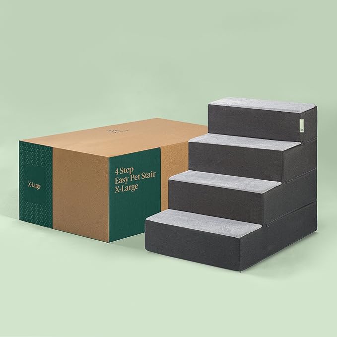 ZINUS Easy Pet Stairs, Pet Ramp, Pet Ladder, X-large, Grey