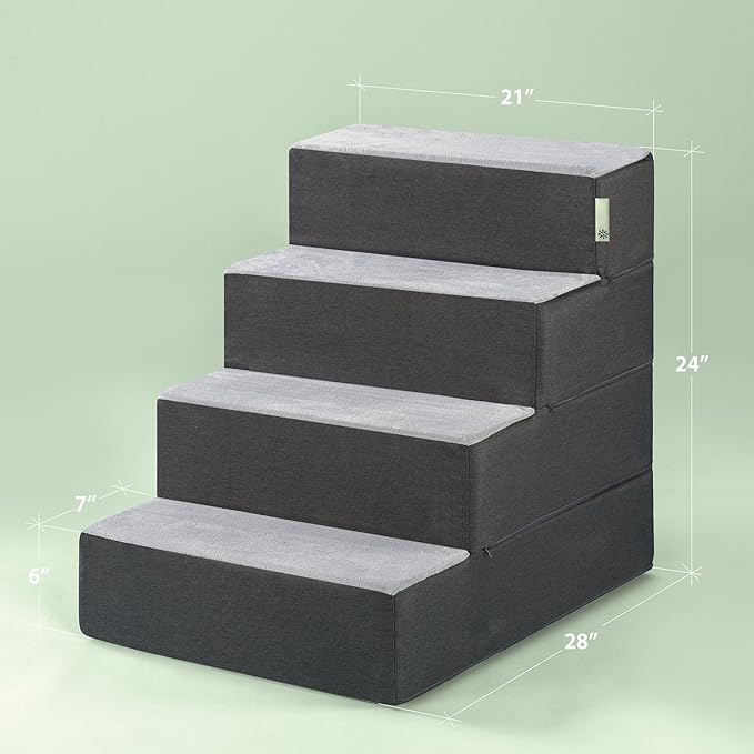 ZINUS Easy Pet Stairs, Pet Ramp, Pet Ladder, X-large, Grey