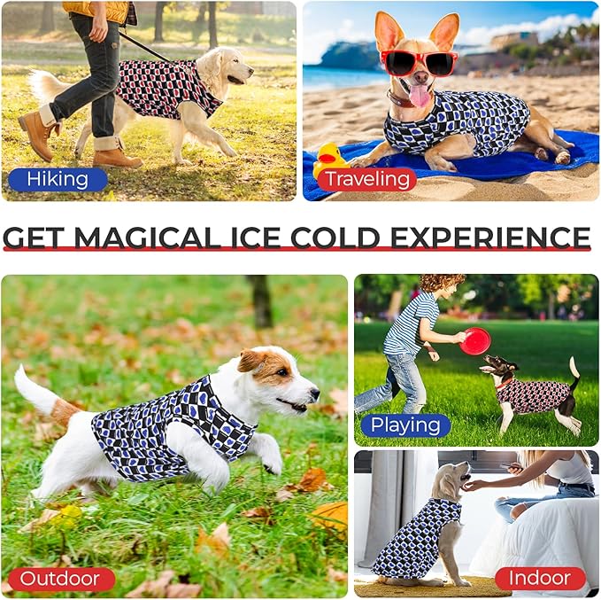 Dog Cooling Vest, Quick Dry Dog Summer Clothes Pet Vest Puppy Shirts, Sleeveless Dogs Cooling T-Shirts for Small Medium Large(Red Heart+Blue Heart, XL)