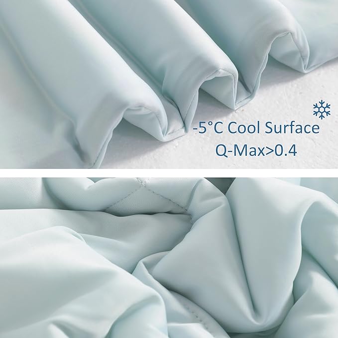 NTBAY Cooling Comforter King - Japanese Double-Sided Cold Tech Fabric Cooling Blanket for Hot Sleepers, Q-Max 0.45, All-Season Lightweight Blanket to Quickly Cool Down, 104x90 Inches, Aqua