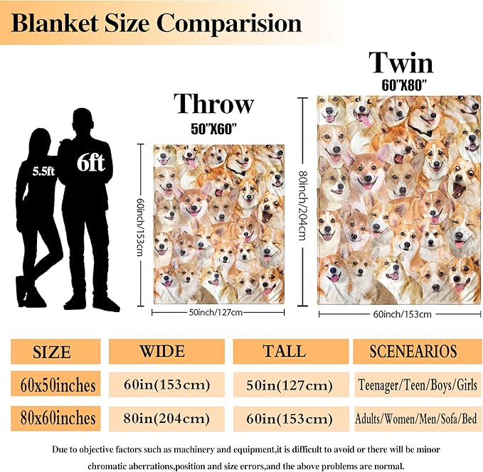 Welsh Corgi Gifts: Flannel Dog Blanket, 60"x80"