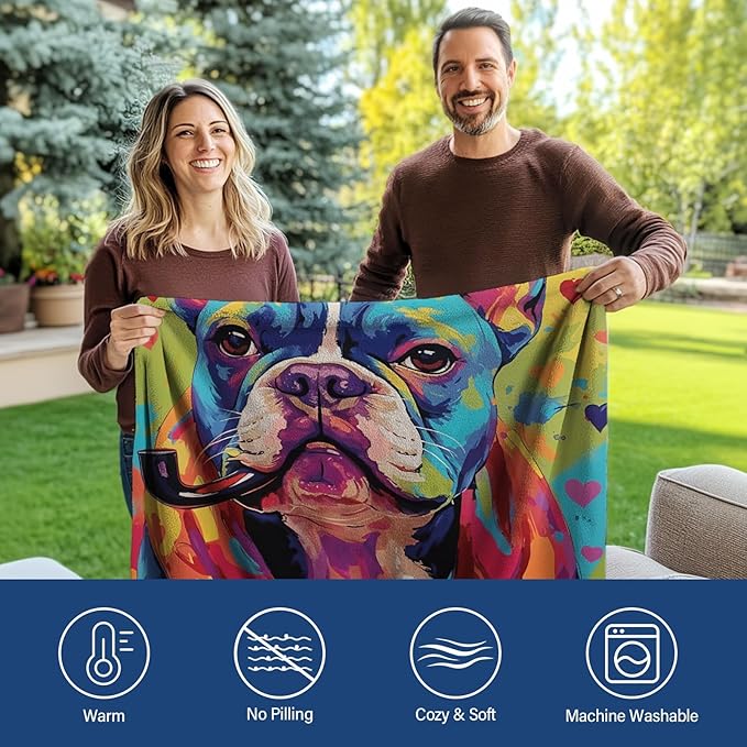 French Bulldog Gifts for Women, French Bulldog Blanket, Dog Lovers Gifts Ideas, Dog Gifts, Colorful Pet Blanket Gifts 40"x50"