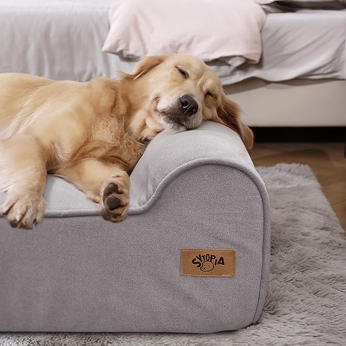 Sytopia XXL Memory Foam Dog Bed, 7 Inch Thick Extra Large Orthopedic Couch for Senior Dogs Over 100 Pounds, Water Resistant and Washable Cover, Liner, Grey