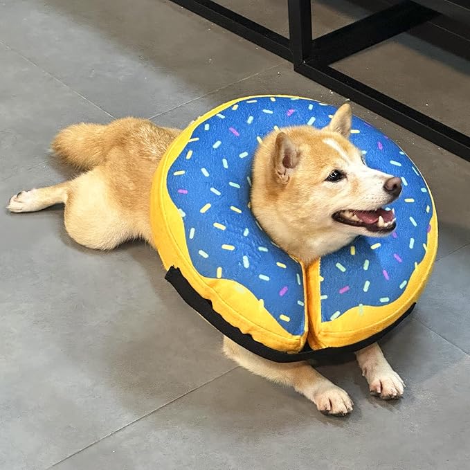 Katoggy Inflatable Dog Cone Collar for Dogs After Surgery, Soft Adjustable Blow up Donut Dog E-Collar for Small Medium Large Dog and Cats