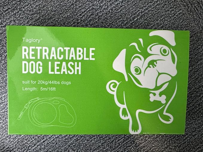 Taglory Retractable Dog Leash, 16ft No Tangle Leash Retractable for Small Medium Dogs Up to 44 lbs, One-Handed Brake, Pause, Lock, Green