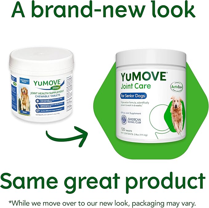 YuMOVE Hip and Joint Supplement - 120 Tablets with Glucosamine, Chondroitin, Omega 3, Hyaluronic Acid, Green Lipped Mussel, & Fish Oil for Dogs - Joint Support Supplement - Senior Dogs
