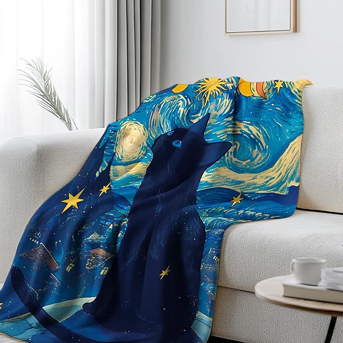 Cat Blanket 50"x60", Birthday Gifts for Women, Cool Cat Gifts for Cats Lovers, Ideal Cats Themed Gift for Sofa Couch Room