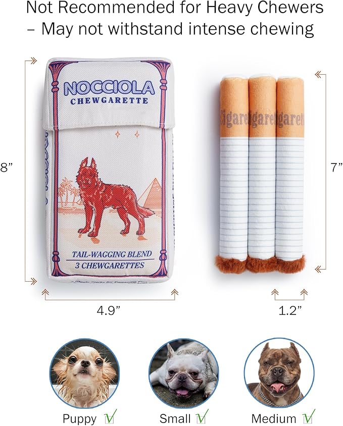 Nocciola Squeaky Sounds Puff Stick Dog Toys, Funny Interactive Plush Pitbull Husky Frenchie Pug Puppy Toys for Small to Medium Breed, Dog Accessories Boy Gifts- CHEWGARETTE
