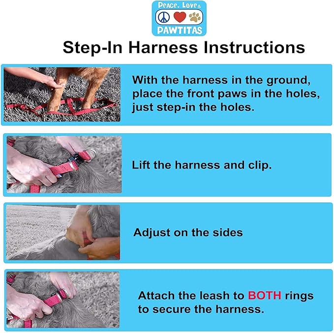 Pawtitas Dog Harness Medium Sized Dog Pink Dog Harness Step in from a Senior Dog to a Puppy Harness Adjustable Reflective Dog Harness S Reflective Dog Vest