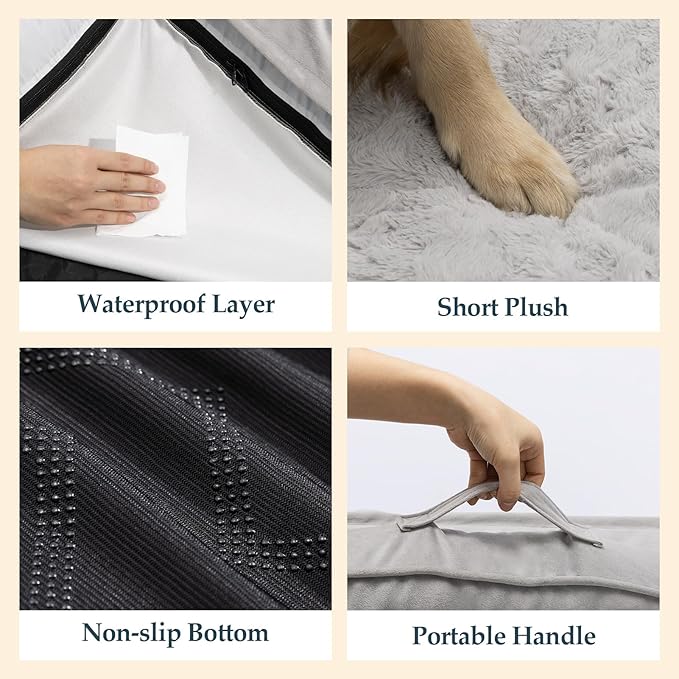 Large Dog Bed with Bolster Orthopedic Support Dog Beds with Removable Washable Cover Large Pet Beds with Non-Slip Bottom and Waterproof Lining