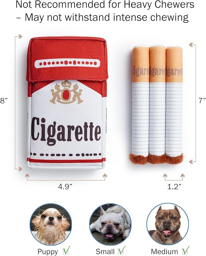 Nocciola 3 Packs Squeaky Puff Stick Toys with a Box, Funny Interactive Plush Dog Toys, Pitbull Husky Frenchie Pug Stuffed Puppy Toys for Small to Medium Breed, Dog Accessories Boy Gift