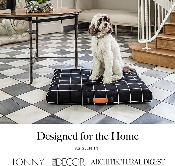 LAY LO Pets Dog Bed Cover, Small, Black Grid, Washable & Durable Replacement, DIY Eco-Friendly, Non-Slip Base