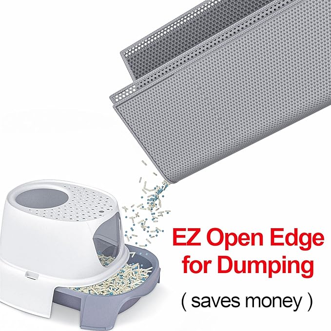 Cat Litter Box Mat: 36"x 30" Waterproof Kitty Cat Litter Trapping Mat, Easy-clean Double-layer Scatter Control Pad Rug (Grey)