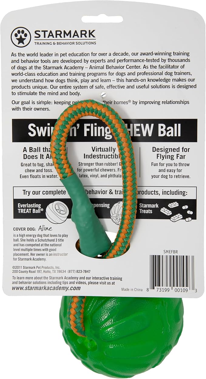 Starmark Everlasting Fun Ball on a Rope Dog Toy,Greens,Medium/Large