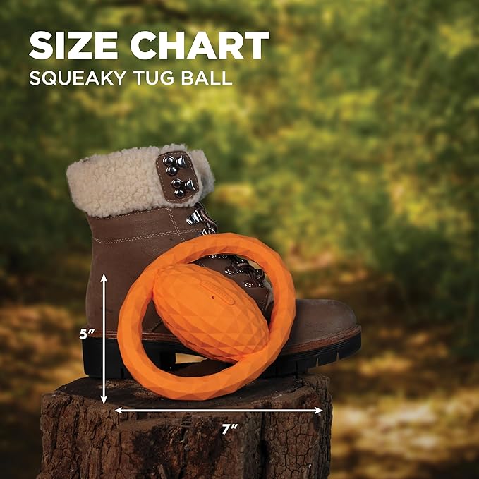 Hound2O Outdoor Dog Toys - Tug Ball, Orange - Tough, Engaging, & Interactive Chew Toys - Chew, Chase, & Fetch - Durable Materials That Float - Easy to Clean for Outdoor Play - Non-Toxic Materials