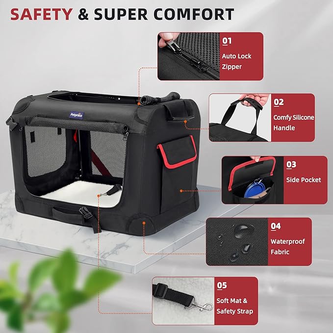 Petprsco Extra Large Cat Carrier for 2 Cats Small Medium Dogs,Soft Sided Pet Carrier 24x17x17 for Car Travel with Collapsible Litter Box, Warm Blanket, Foldable Bowl and Washable Pad