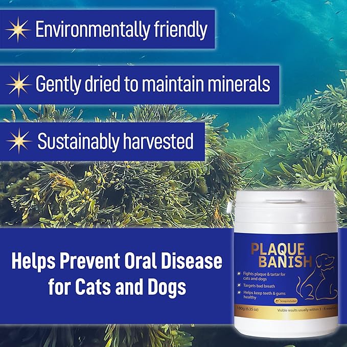 100% Natural Plaque Off & Tartar Remover For Dogs & Cats | Freshen Breath For Dogs & Cats | 6.3oz (180g) | Support Healthy Gums & Promote Dental Health | Prevent Plaque & Tartar Build Up