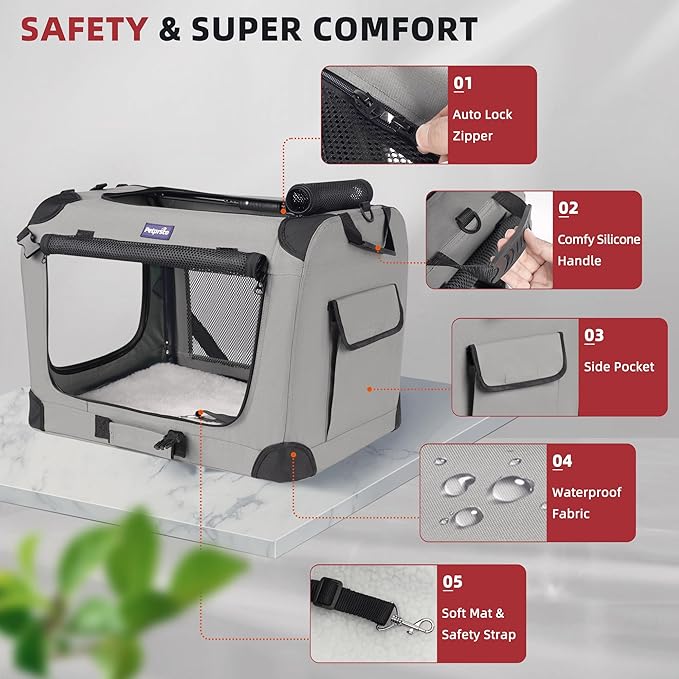 Petprsco Extra Large Cat Carrier for 2 Cats Small Medium Dogs,Soft Sided Pet Carrier 24x17x17 for Car Travel with Collapsible Litter Box, Warm Blanket, Foldable Bowl and Washable Pad