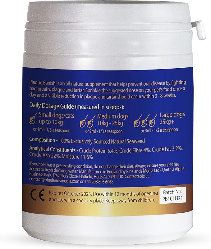 100% Natural Plaque Off & Tartar Remover For Dogs & Cats | Freshen Breath For Dogs & Cats | 6.3oz (180g) | Support Healthy Gums & Promote Dental Health | Prevent Plaque & Tartar Build Up